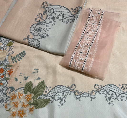 Cross stitch allover 2pc suit rawsilk with patch 2.5 meter