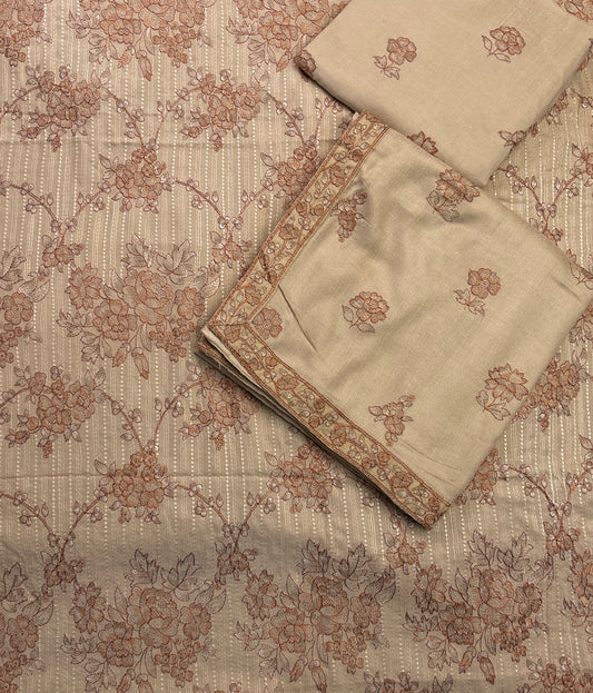 Peach leather by khoobsurat brand emb 3pc suit