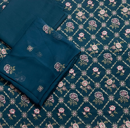 Same as bareeze emb 3pc suit karandi with chiffon dupatta advance booking