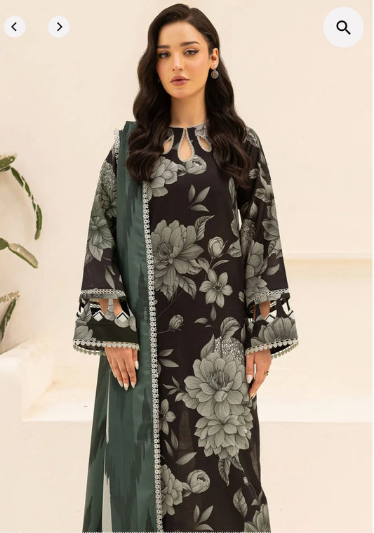 Farasha by baroque printed 3pc suit Khaddar