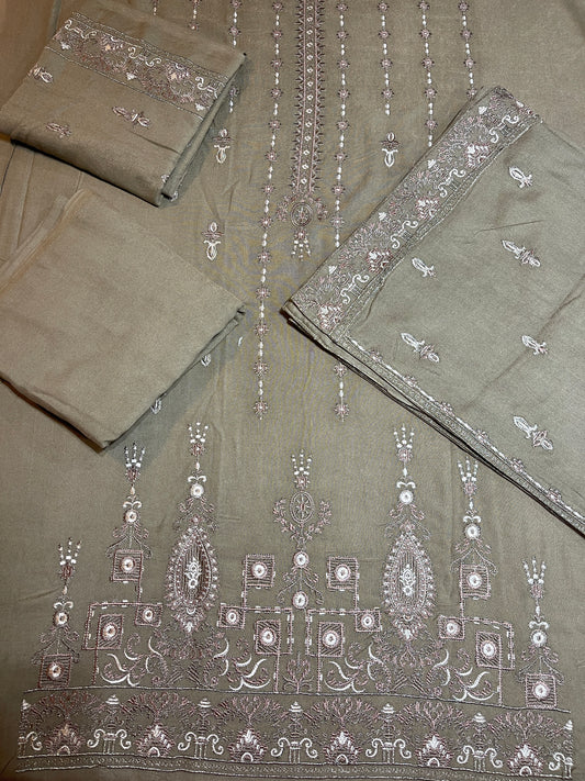 Emb wool shawl 3pc by khoobsurat