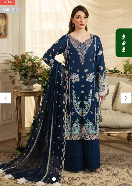💯 Original Aneela Rizwan luxury lawn 3pc suit
