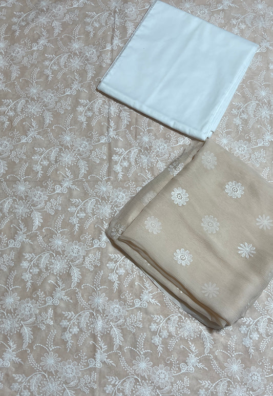 Khoobsurat emb 3pc suit swiss lawn with chiffon dupatta