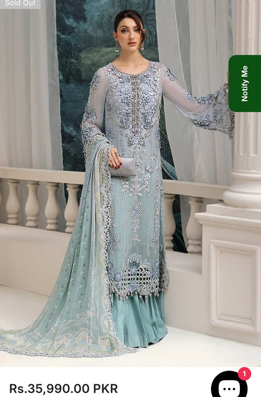 Same as Maria B formal 3pc suit chiffon Advance Booking & Advance payment