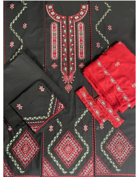 Ethnic emb 3pc suit khaddar