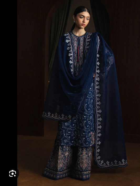 Same as zara shahjahan luxury lawn 3pc with organza dupatta unstitch
