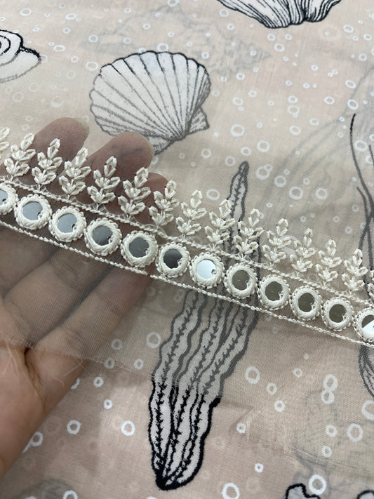 Cross stitch printed 2pc suit lawn with patch 2.5 meter