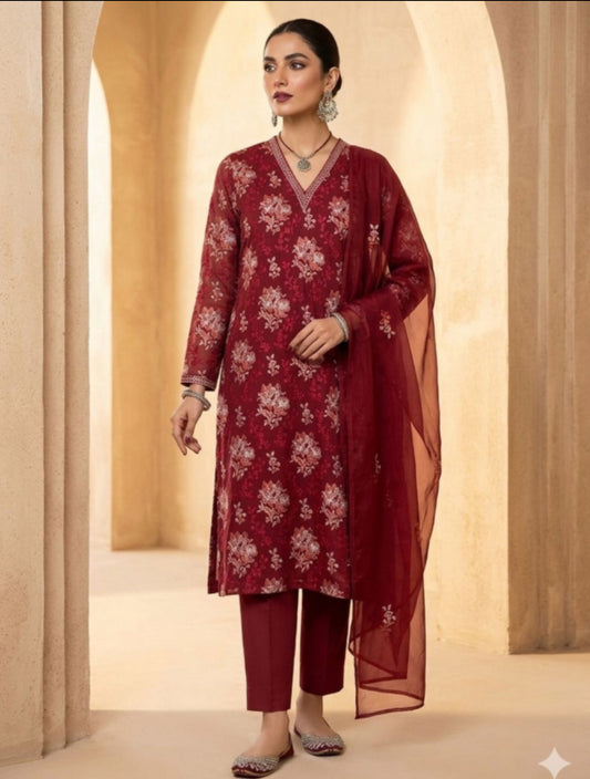 Same as bareeze emb lawn 3pc with chiffon dupatta