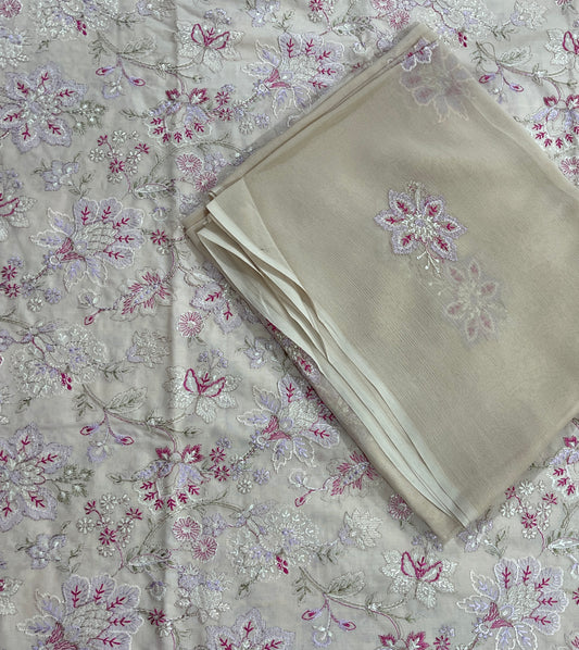 Cross stitch emb 3pc suit lawn with chiffon dupatta