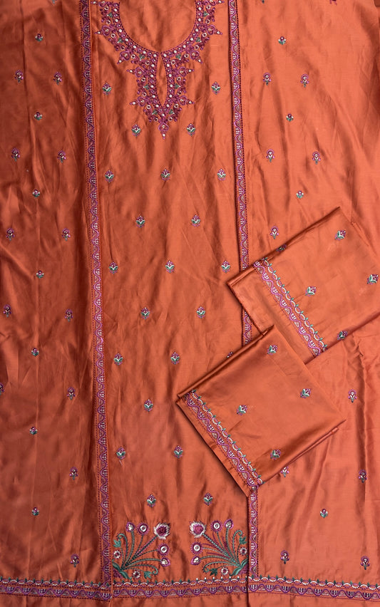 Cross stitch emb satin 2pc with cotton trouser