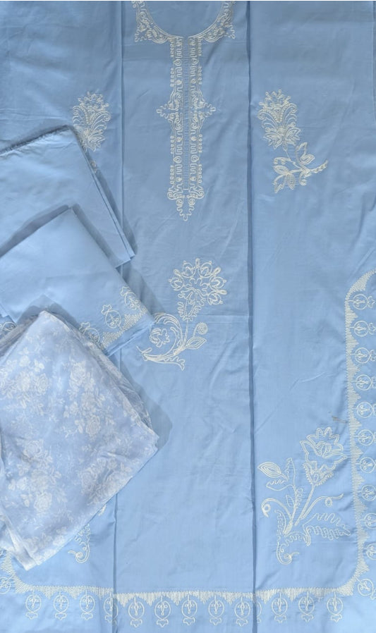 Cross stitch emb lawn 3pc with silk dupatta