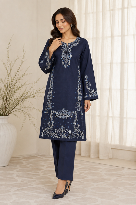 Cross stitch emb khaddar 2pc unstitch