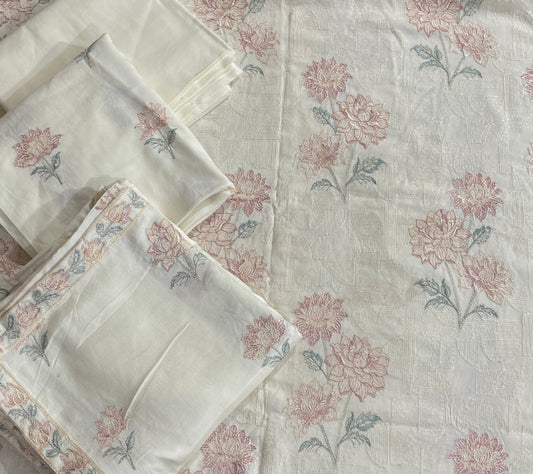 Peach leather by khoobsurat brand emb 3pc suit unstitch