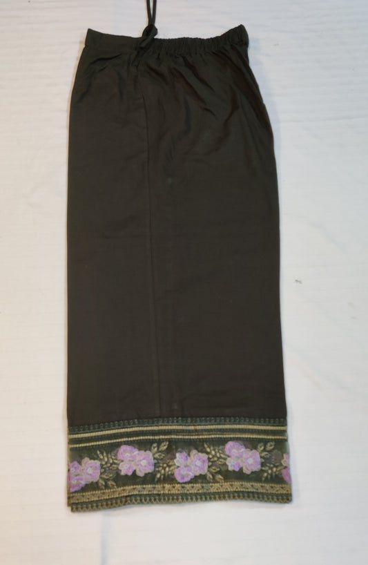 Ethnic emb trouser slub khadar