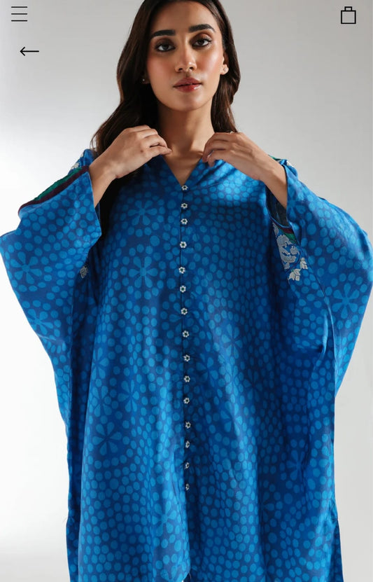 Ethnic allover 2pc suite slub cotton