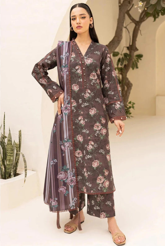 Farasha by baroque printed 3pc suit Khaddar