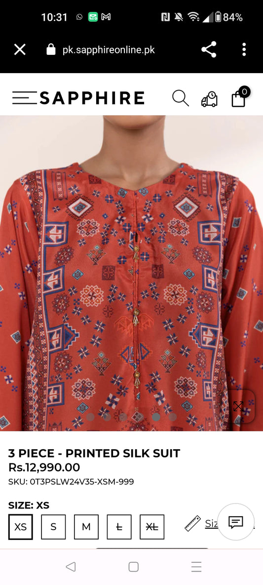 Sapphire printed silk 2pc