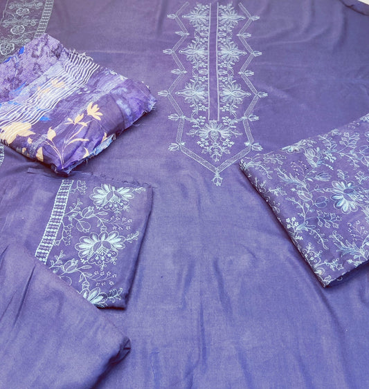 Winter emb meharma peach leather 3pc