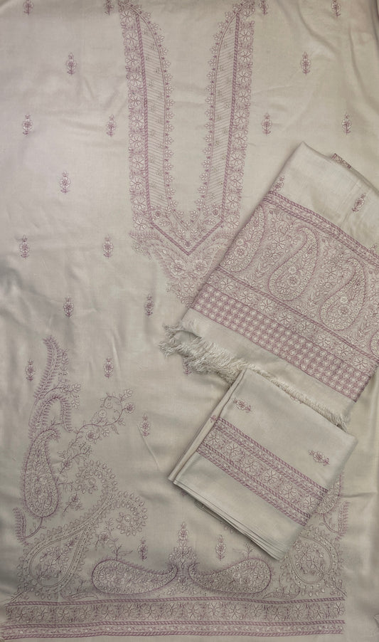 Peach leather by khoobsurat brand emb 3pc suit