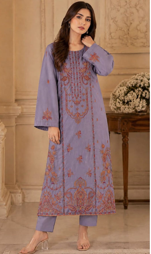 Cross stitch emb satin 2pc suit unstitch
