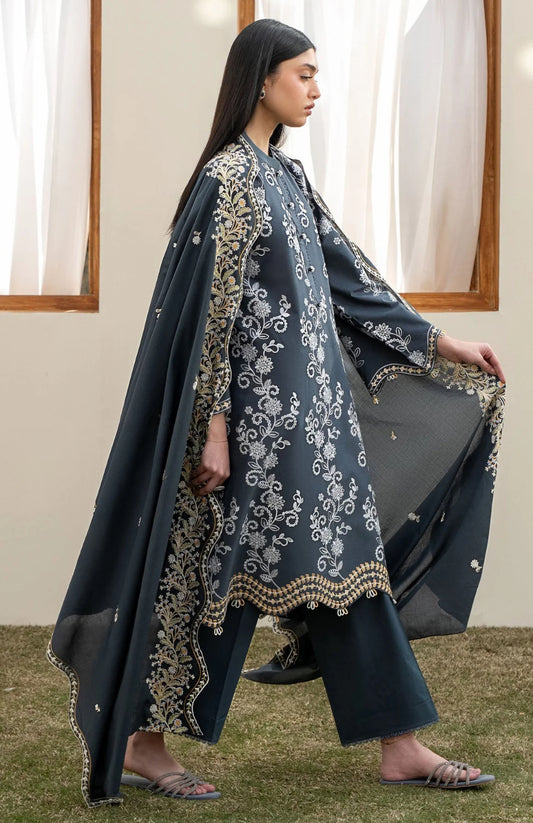 Cross stitch emb lawn 3pc with emb chiffon dupatta unstitch