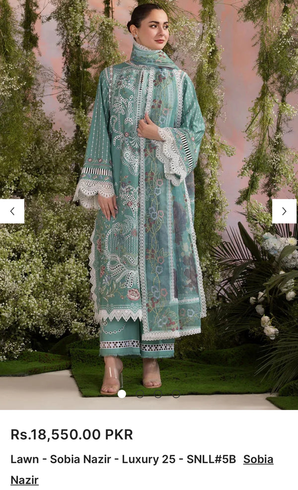 Same as sobia nazir emb 3pc suit lawn with manar dupatta
