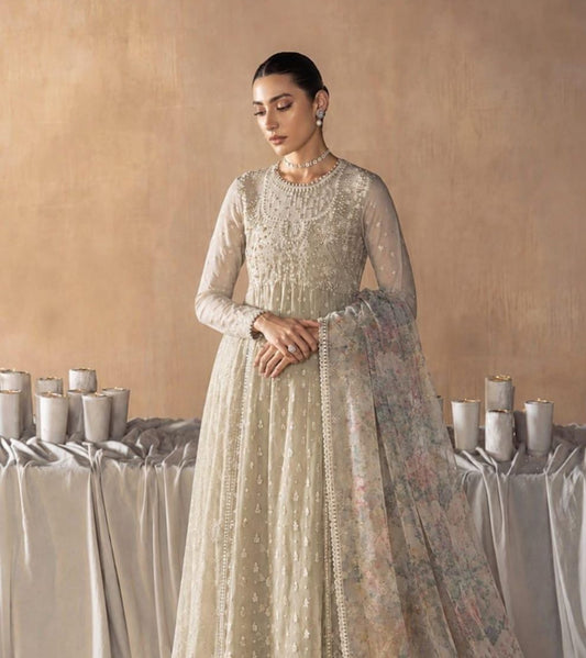 Cross stitch formal anarkali organza maxi unstitch 2pc