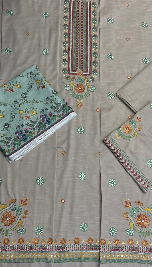 Cross stitch emb Khaddar 3pc