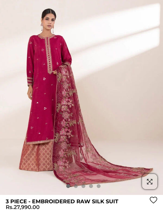 Sapphire formal 3pc suit rawsilk with organza dupatta