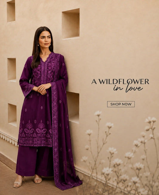 Shahana emb linen 3pc unstitch