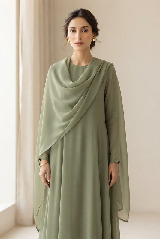 Cross stitch plain chiffon dupatta dyeable