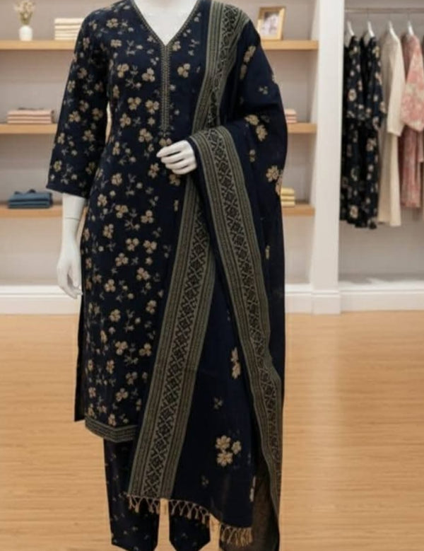 Binsaeed printed Khaddar 3pc