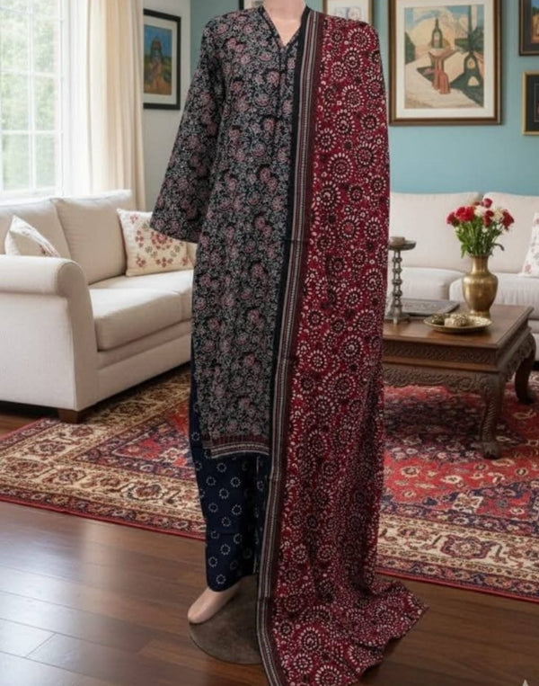 Binsaeed printed Khaddar 3pc