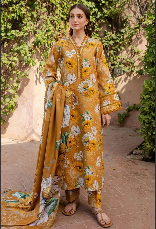 Farasha by baroque printed 3pc suit Khaddar