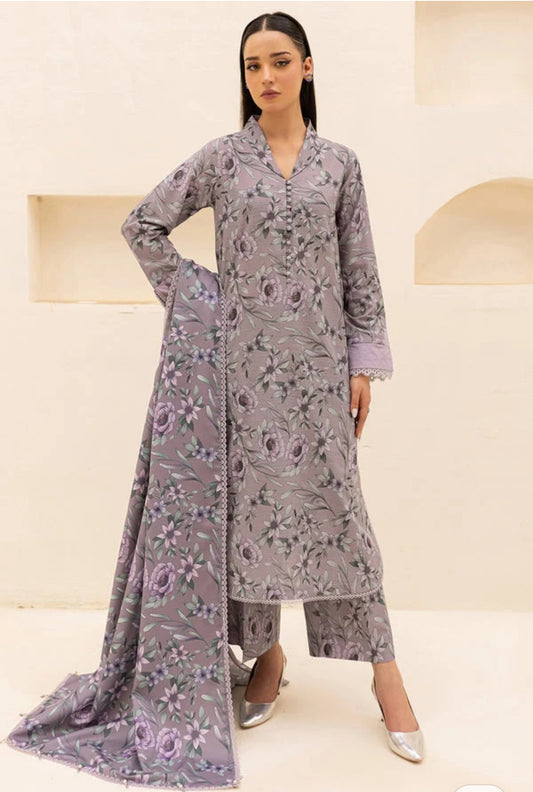 Farasha by baroque printed 3pc suit Khaddar
