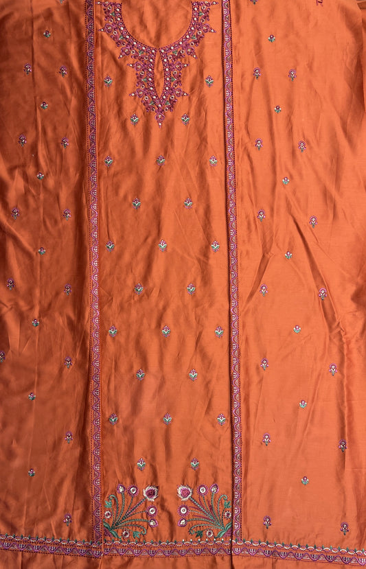 Cross stitch emb satin 2pc with cotton trouser