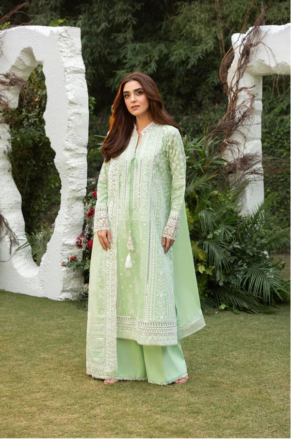 Same as sobia nazir emb 3pc suit lawn with organza burn out dupatta