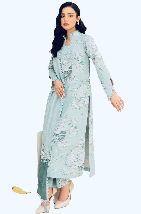 Farasha by baroque printed 3pc suit Khaddar