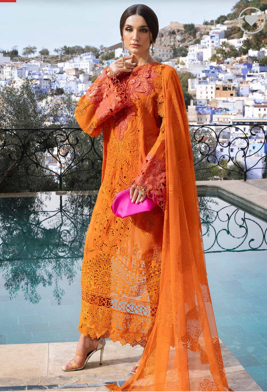 Same as maria b branded latest desain emb 3pc suit lawn with chiffon dupatta