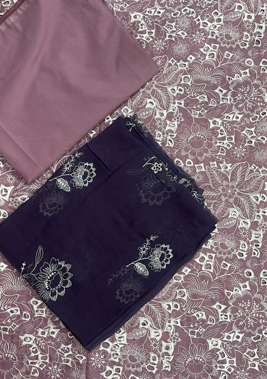 Same as bareeze emb 3pc suit lawn with chiffon dupatta original branded fabric