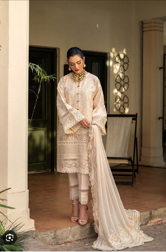 💯 Original Maryam Hussain luxury lawn 3pc suit unstitch