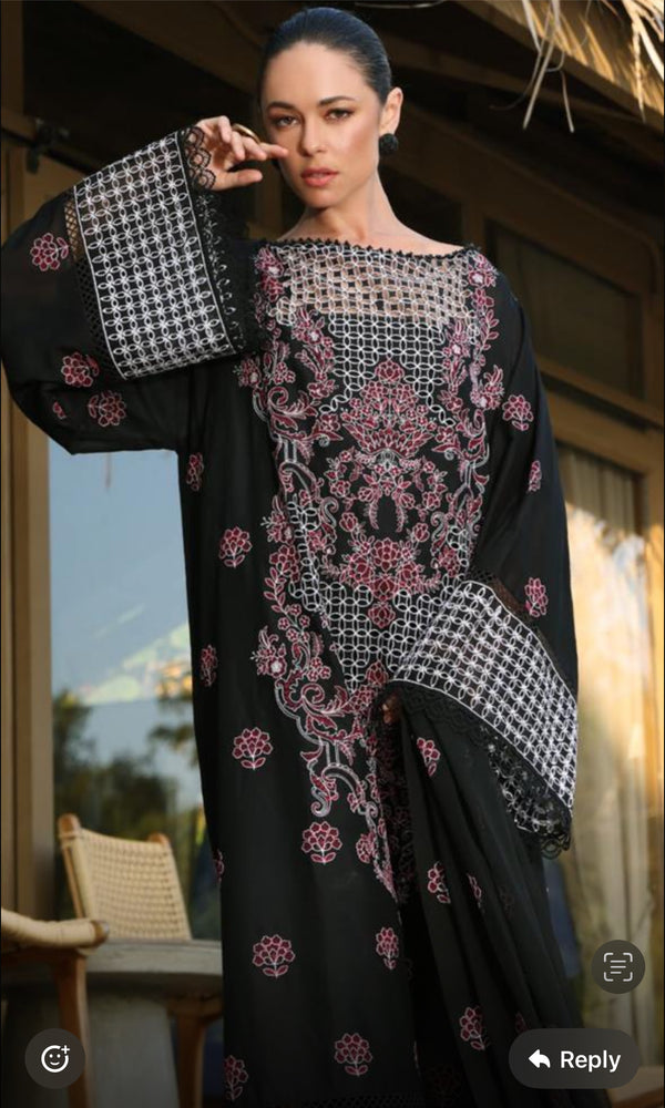 Same as bareeze branded latest desain emb 3pc suit lawn with chiffon dupatta