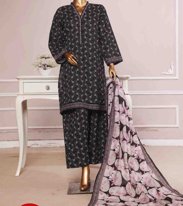 Binsaeed printed lawn 3pc with farshi shalwar