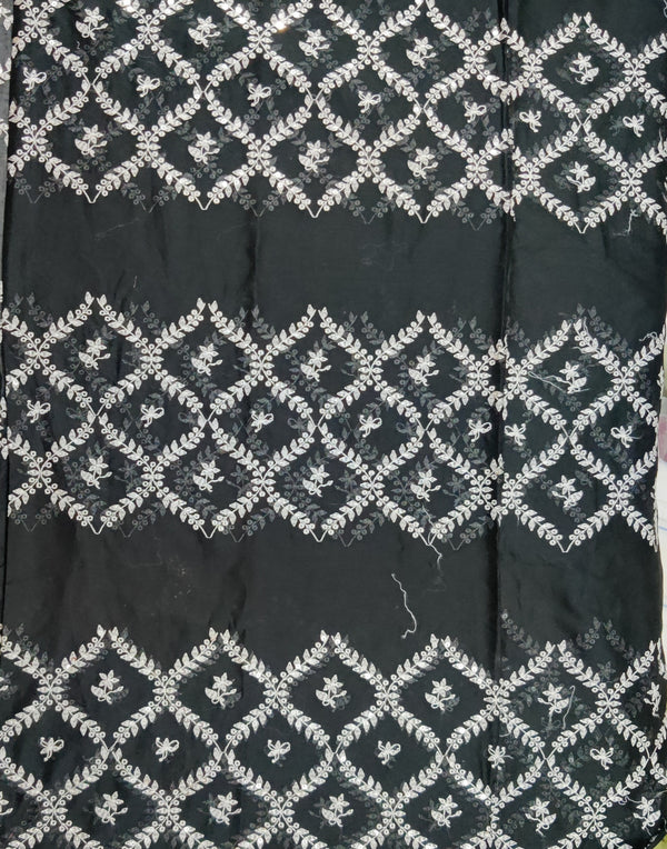 Cross stitch emb black lawn dupatta