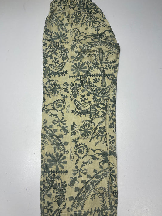 Ethnic printed silk capri