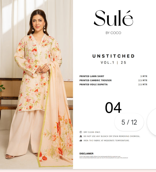 Sule by coco printed 3pc suit lawn