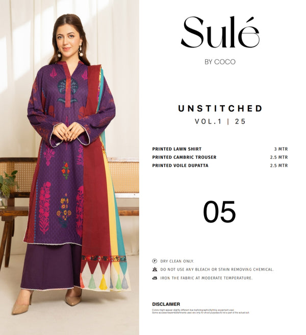 Sule by coco printed 3pc suit lawn