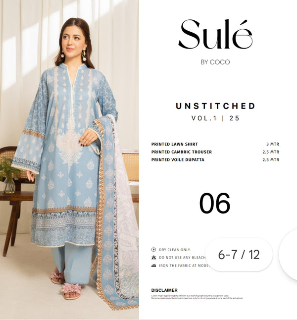 Sule by coco printed 3pc suit lawn