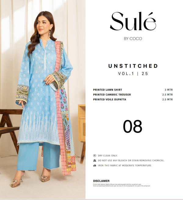 Sule by coco printed 3pc suit lawn
