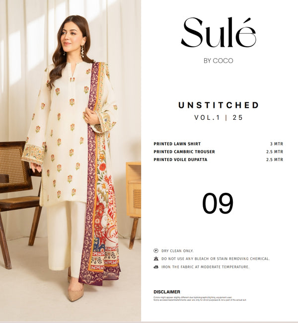 Sule by coco printed 3pc suit lawn